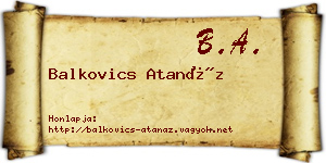 Balkovics Atanáz névjegykártya